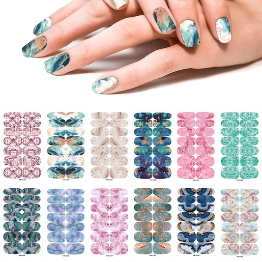 10/12 Sheets Self-adhesive Nail Stickers With Nail File Full Pack Nail Stickers Creative DIY Nail Art Decals Girls Color Fashion Good Vibrations