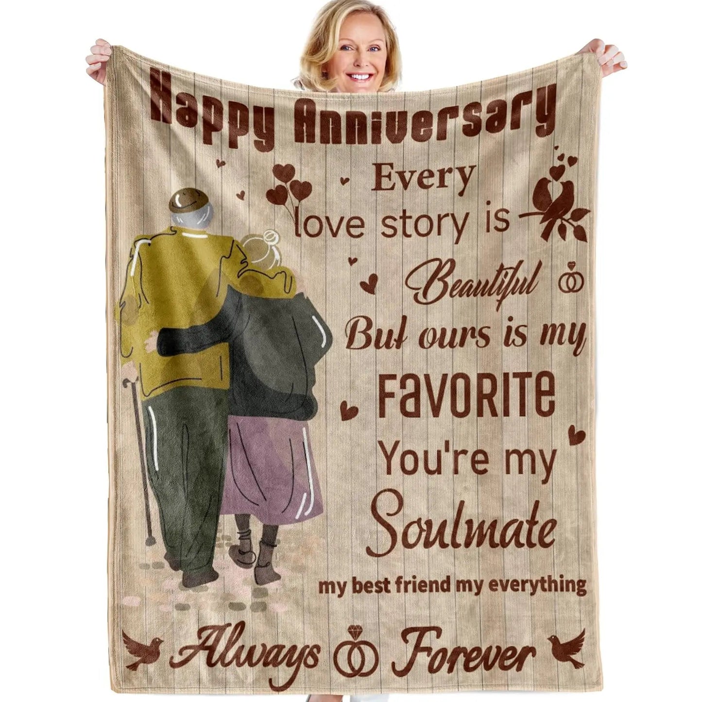 15 Anniversary Crystal Wedding Anniversary Gift, Anniversary Gift Blanket for Wife Husband Good Vibrations