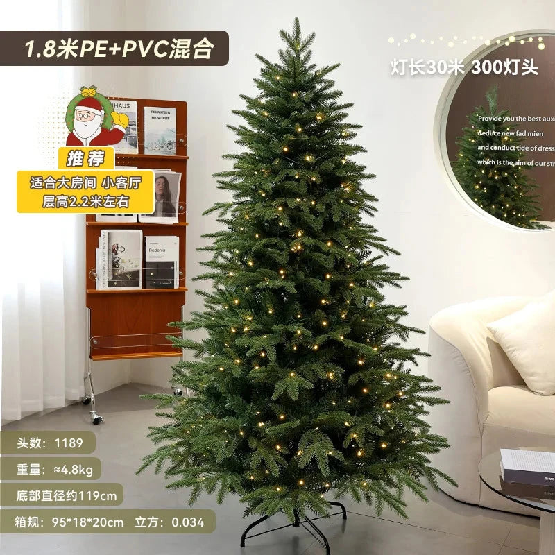 Christmas Tree PE Encrypted Christmas Decoration with Lights,Folding and Retractable Pine Needles,Christmas Tree Set Decoration Good Vibrations