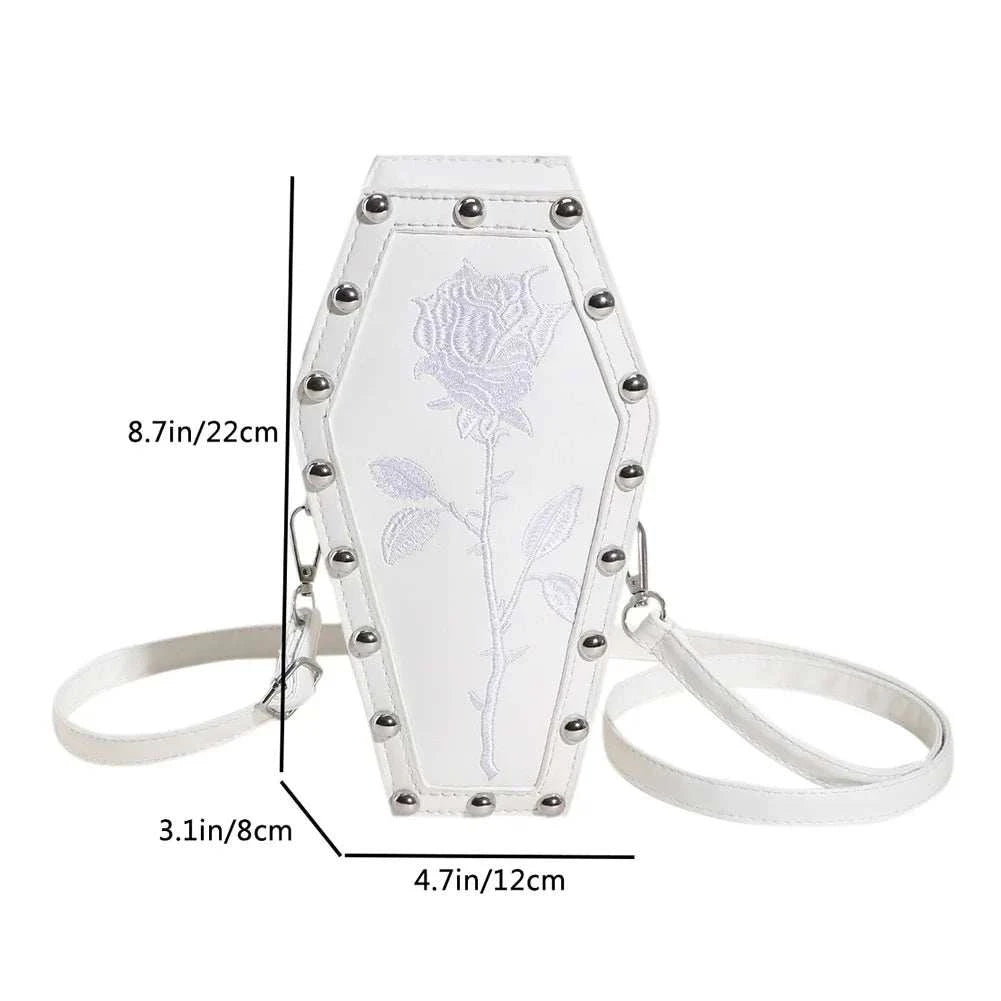 Women Fashion Shoulder Bag Large Capacity Coffin Shaped Casual Satchel Bag Adjustable Strap Spider Web PU Leather Chic Hobo Bag Good Vibrations