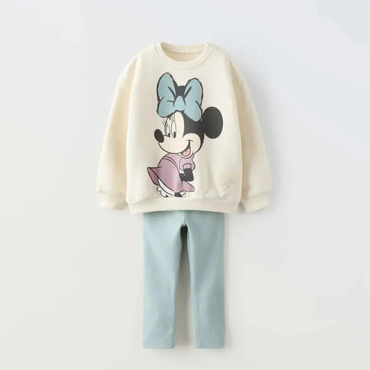 0-6Year Girls Long Sleeve Two Piece Set Autumn Costume Cartoon Round Neck Tops+Pants New Style Casual Loose Outfits For Kids Good Vibrations