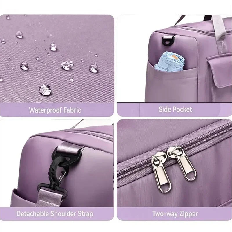Travel Bag Large Capacity Weekender Carry On Duffle Bags with Shoe Compartment Sports Fitness Bags for Women Shoulder Bag Good Vibrations