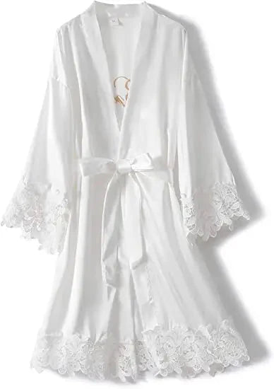 Bridesmaid Robes Rose Gold Bride Robe Wedding Bridesmaid Gift Satin Lace Robe Bridal Dressing Gown Bachelorette Party Pajamas Good Vibrations