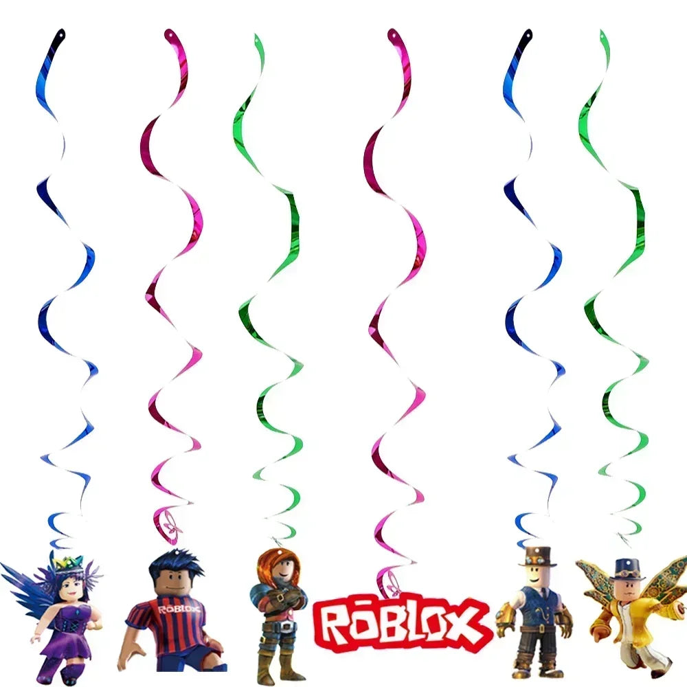 Game Roblox Cartoon Party Theme Birthday Supplies Balloon Banner Cake Topper Tableware Set Decorative Anime Peripheral Gifts Good Vibrations