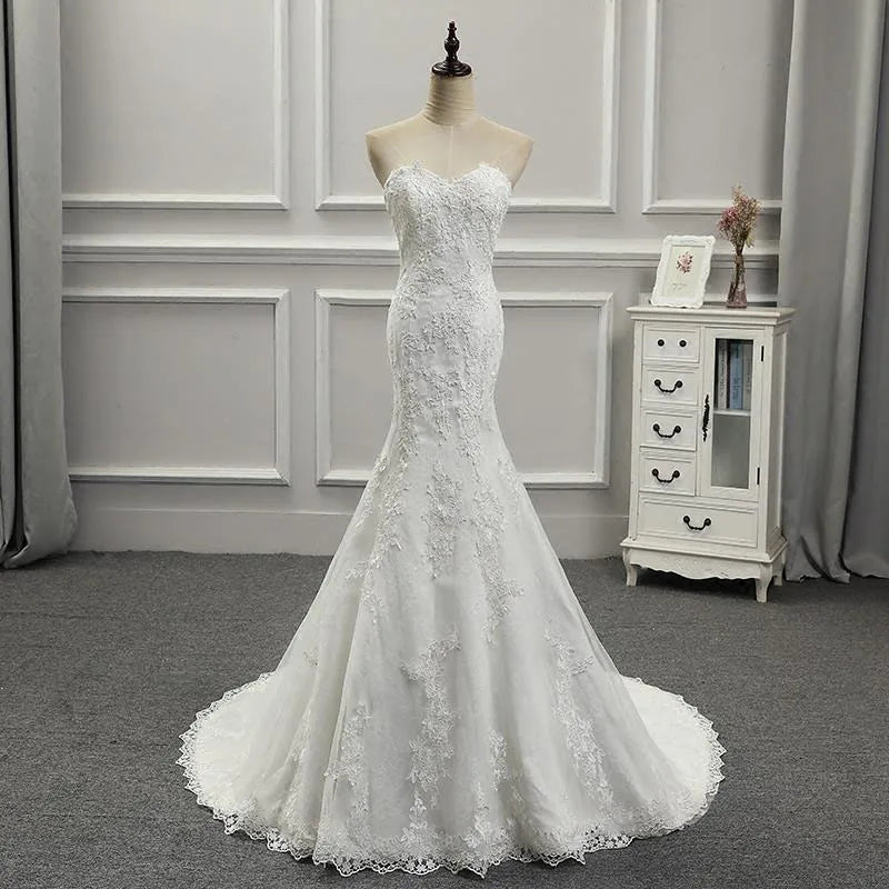 Vestidos Para Mujer Elegantes Para Boda New Strapless Slimming Fishtail Sweet Lace French Light Luxury Bride Light Wedding Dress Good Vibrations