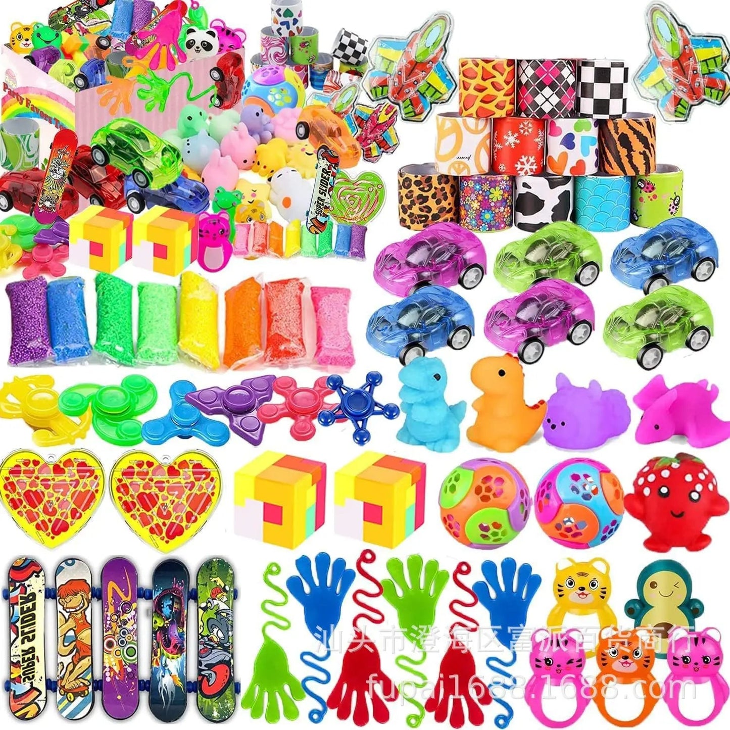 52/120Pcs Kids Birthday Party favors Pinata Stuffed Toy Finger Skateboard Stress Relief Toys Carnival Prize Pinata Filler Gift Good Vibrations