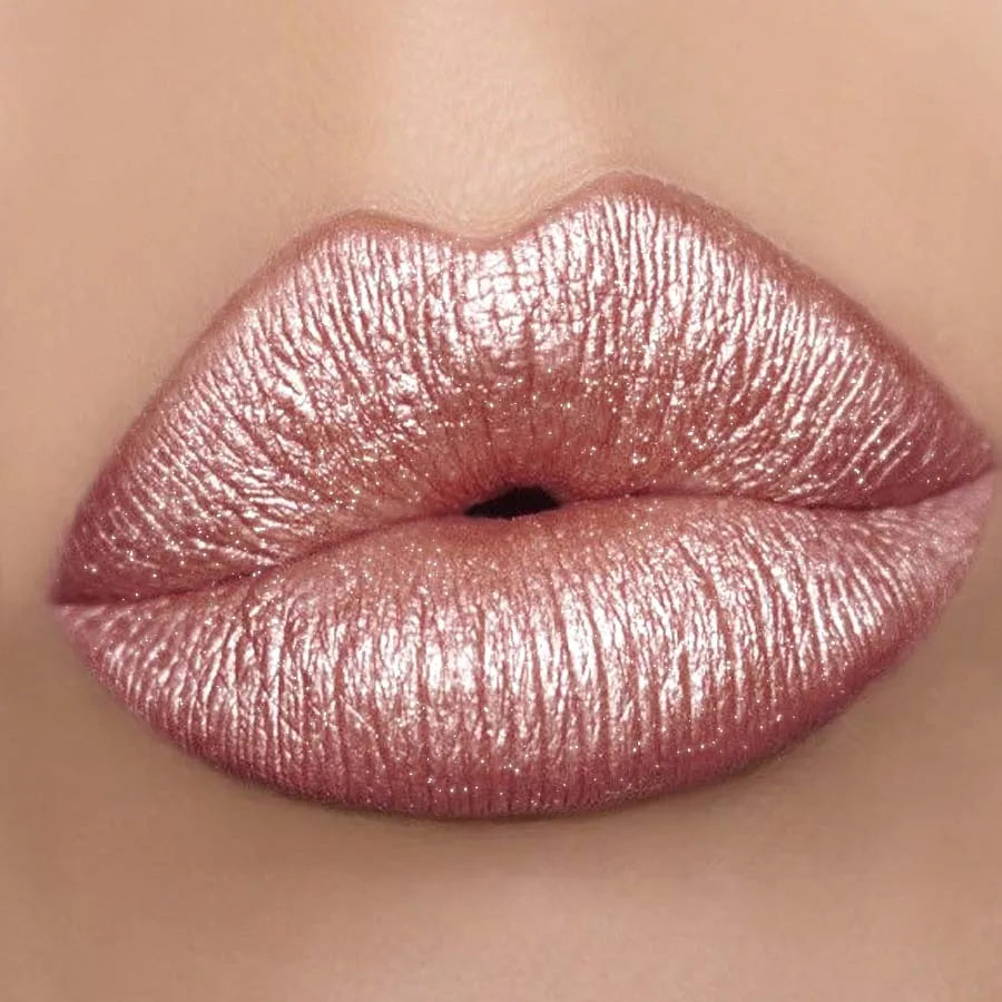 1PC Metallic Lipstick Longlasting Glitter Lip Glaze Waterproof Moisturize Red Luminous liptint Shimmer Shiny Lipgloss Makeup Good Vibrations