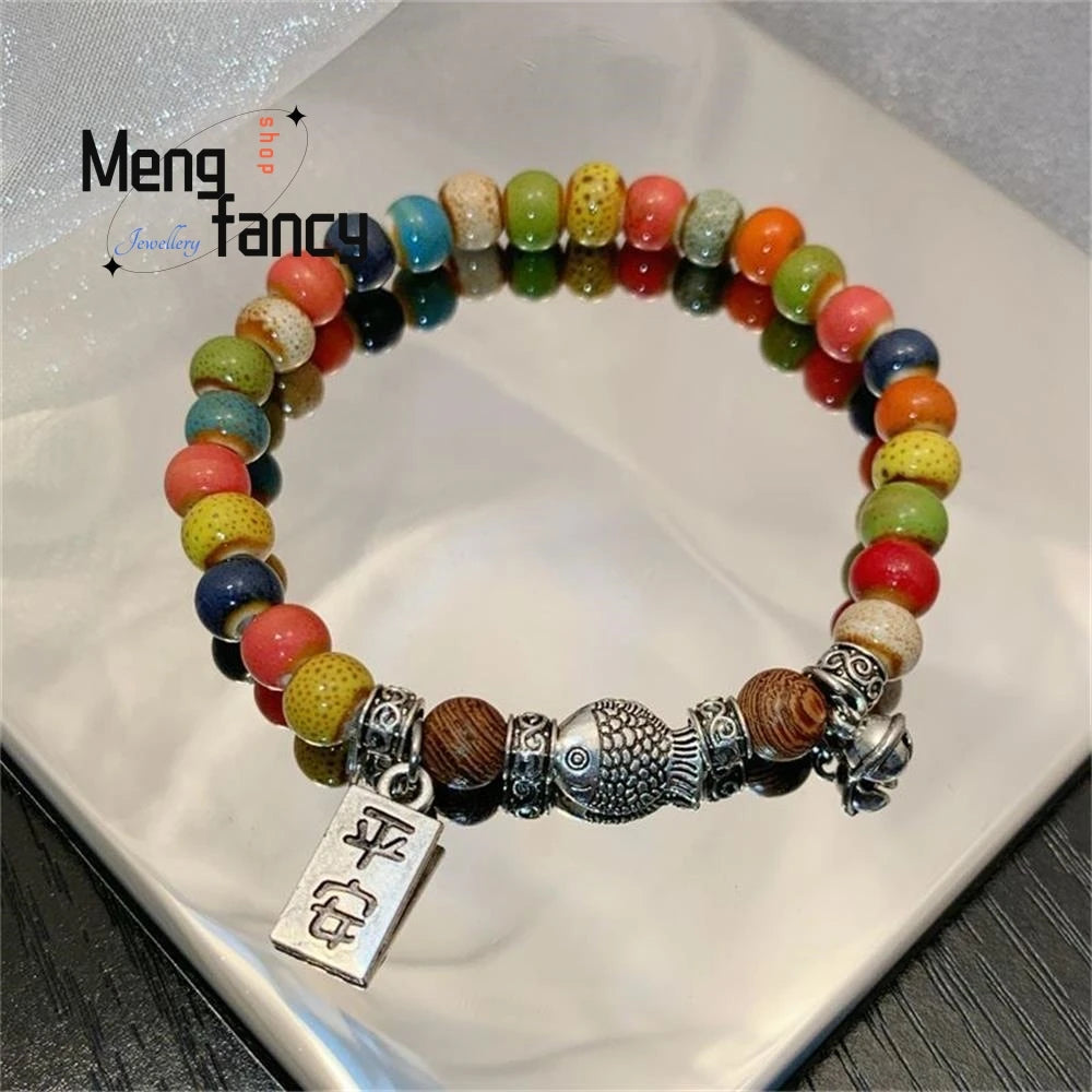 National Style Retro Good Luck Koi Colorful Couple Bracelets Natural Fashion Jewelry Best Selling Popular Holiday Gifts Souvenir Good Vibrations