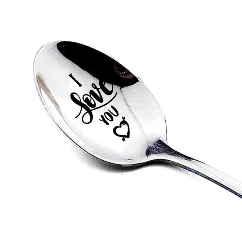 Valentines Day Gift Stainless Steel Milk Coffee Spoons Love Letter Wedding Souvenirs Anniversary Gift for Girlfriend Boyfriend Good Vibrations