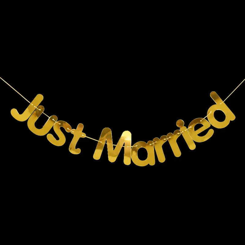 Just Married Photo Booth Frame Props Banner Wedding Decoration Mr Mrs Photobooth Props Latex Balloons Hen Party Bride Groom Good Vibrations