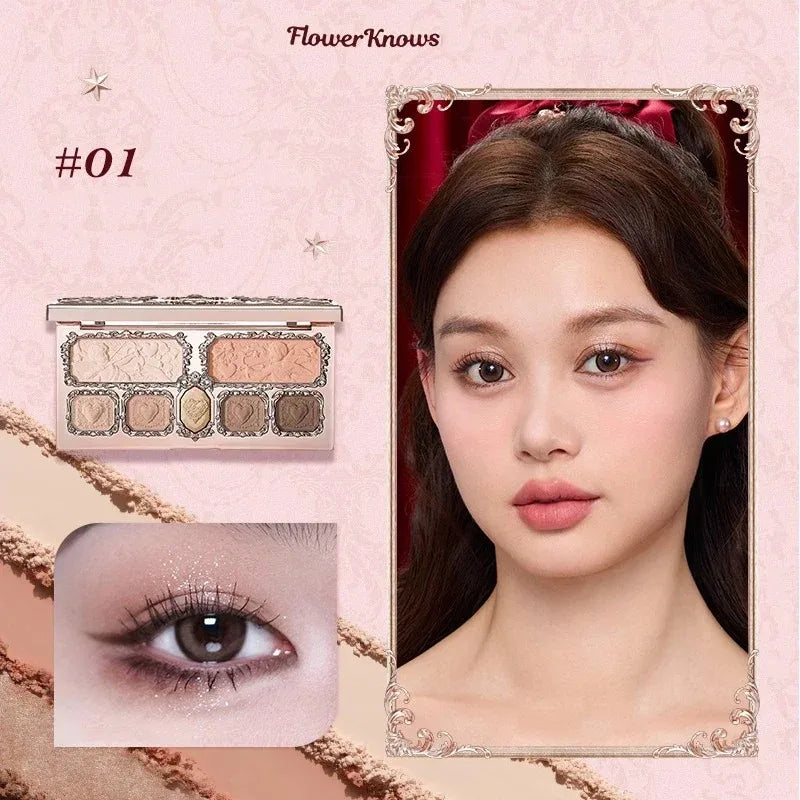 Flower Knows Moonlight Mermaid Eyeshadow Delicate Matte Glow Shimmer Chameleon Waterproof 5 Color Glitter Eye Shadow Palette Good Vibrations