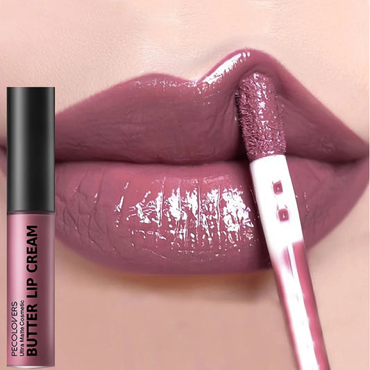 1PC Butter Gloss Non-Sticky Lip Gloss Long Lasting Nude Lip Makeup Hydrating Lip Gloss with Essential Oil Liquid Lipstick Good Vibrations