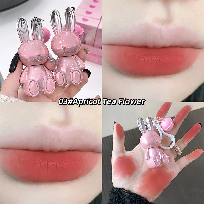 Gege Bear Pink Rabbit Velvet Matte Lip Cream Black Rabbit Water light lip glaze matte mirror pendant lipstick lip gloss Good Vibrations