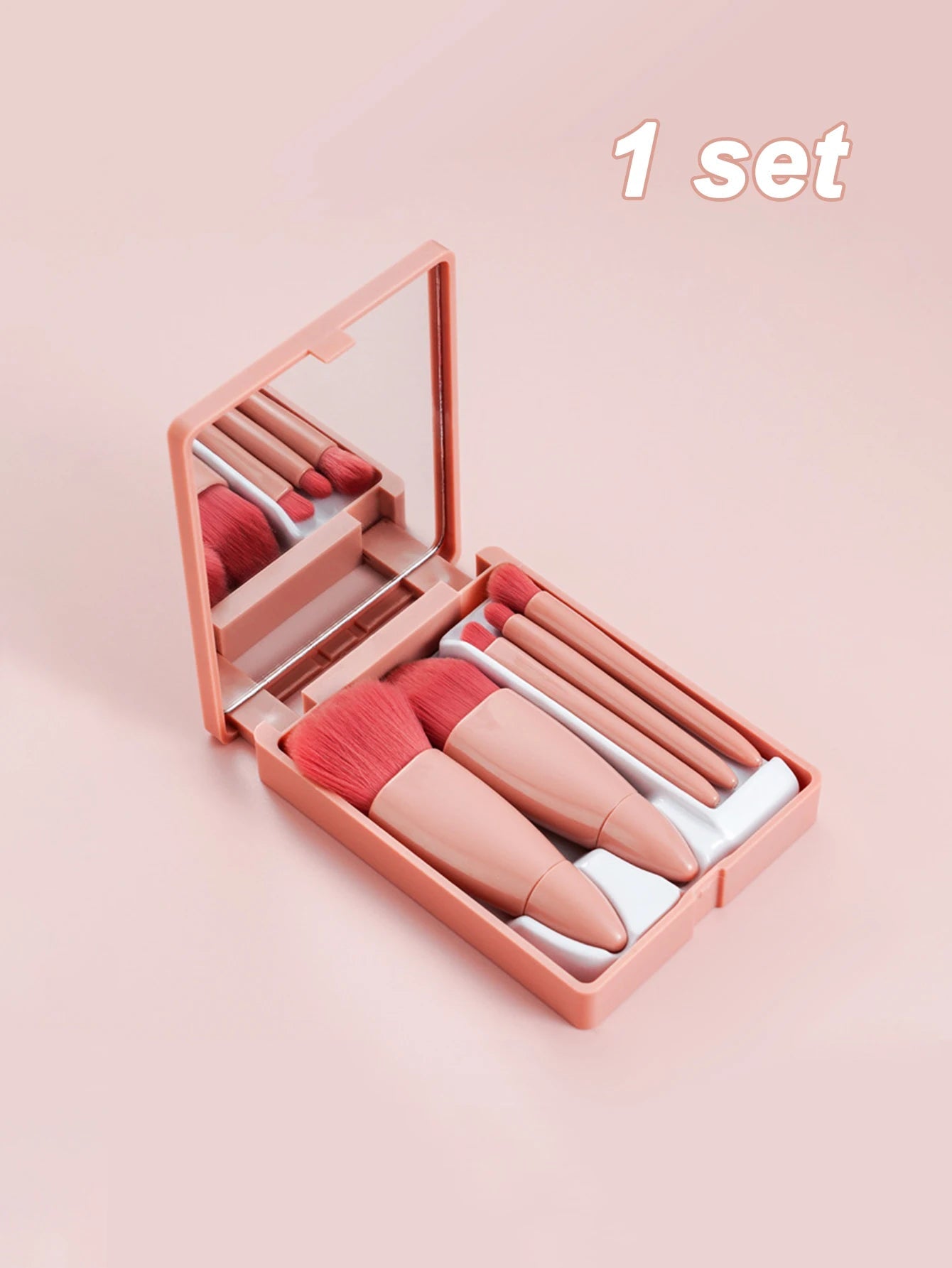 Mini Portable Box 5 Travel Makeup Brushes Complete Set With Small Mirror Eye Shadow Foundation Make-Up Powder Eyebrow Brush Good Vibrations