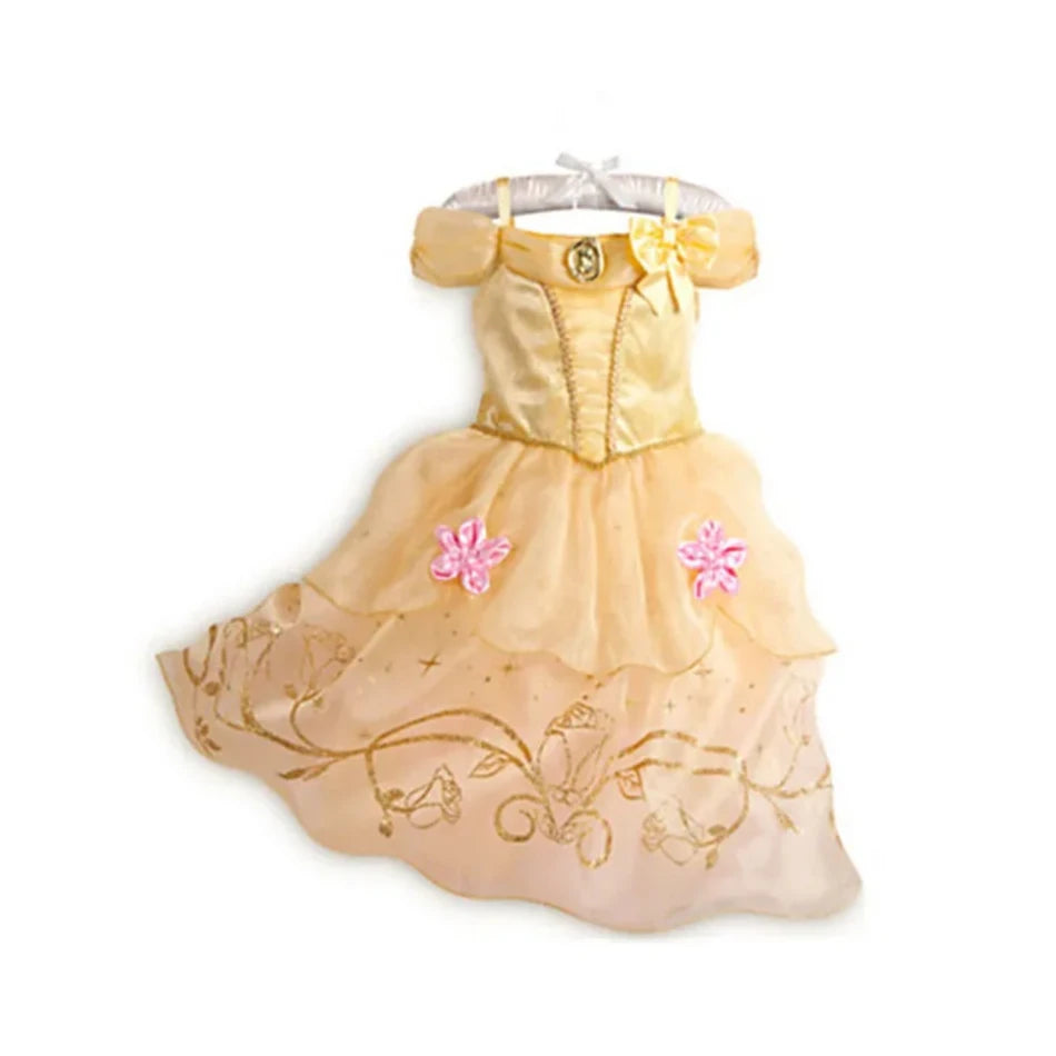Disney Kids Princess Costume Elsa Anna Halloween Dress Girl Jasmine Moana Dinner Dress Rapunzel Mermaid Pageant Disguise 3-10Y Good Vibrations