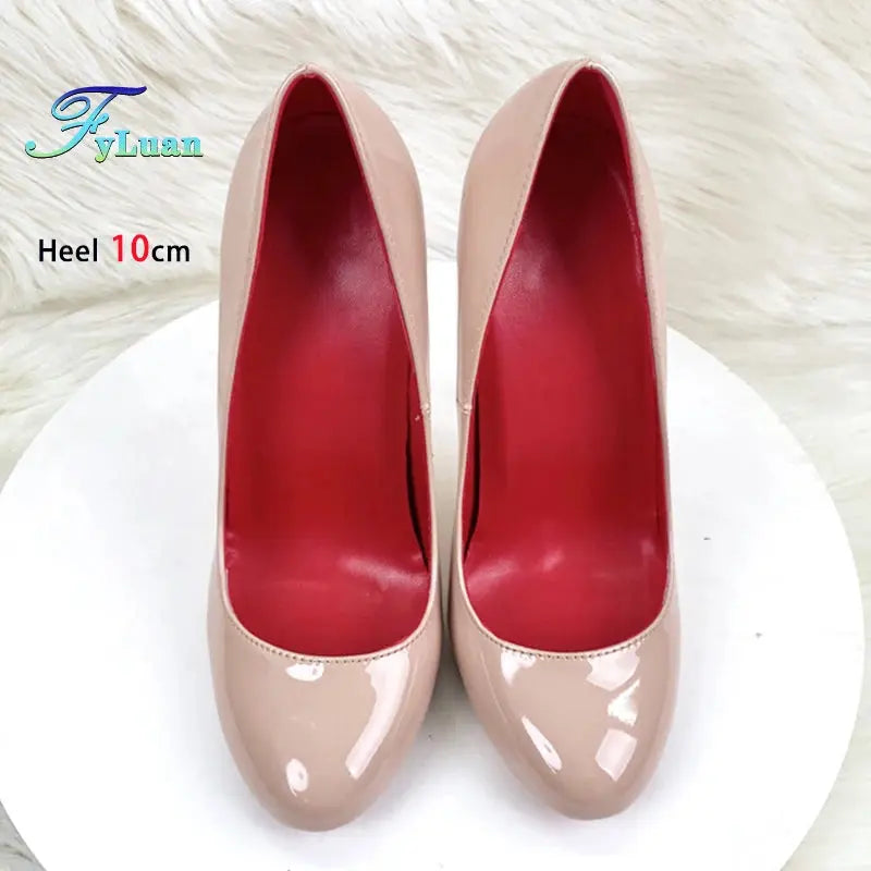 Woman Stiletto Heels Fashion Round Toe Leather Women Shoes Spring Autumn Black Super High Heel Work Shoes Female Pumps Good Vibrations