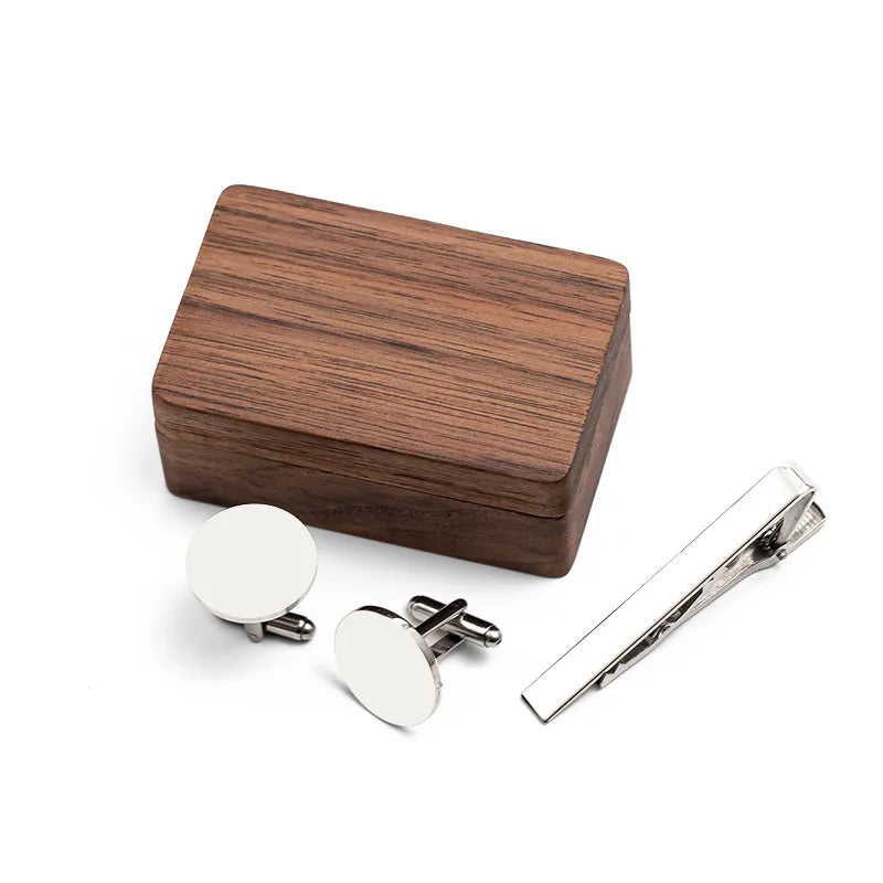 Custom Metal Cufflinks Tie Clip & Rectangle Gift Box Engraved Gift for Dad and Groomsmen Personalized Best Man Cufflinks Set Good Vibrations