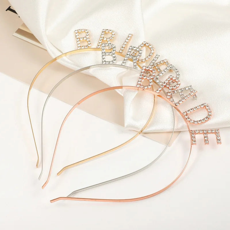 Bridesmaid Hair Accessories Rhinestone Headband Maid Of Honour Crystal Hairbands Team Bride Wedding Shower Party Jewelry Good Vibrations