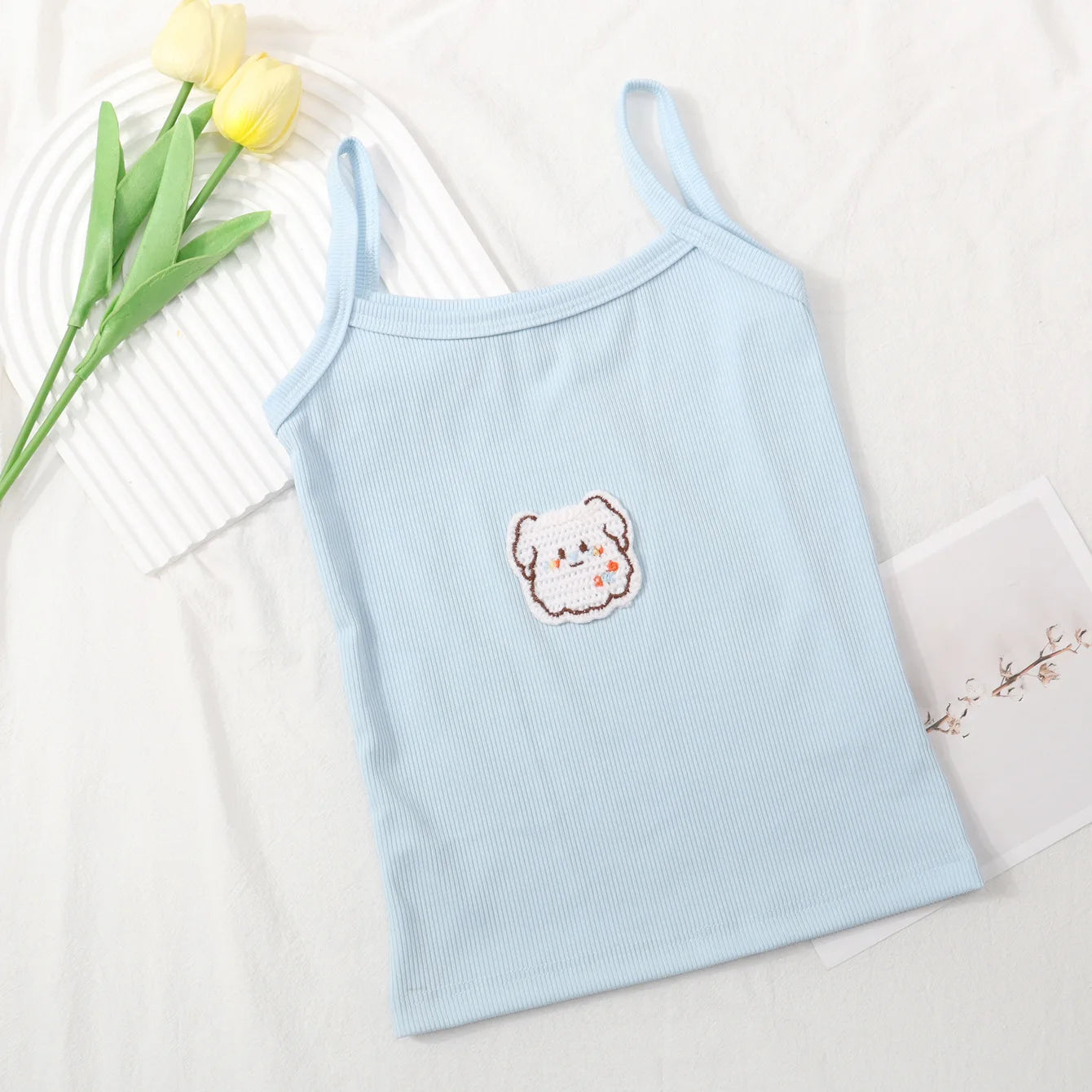 Girls' Vest, Children's Summer Outdoor Camisole, Baby Candy Colored Vest, Base Shirt, Cartoon Soft Children's Clothing Top Good Vibrations