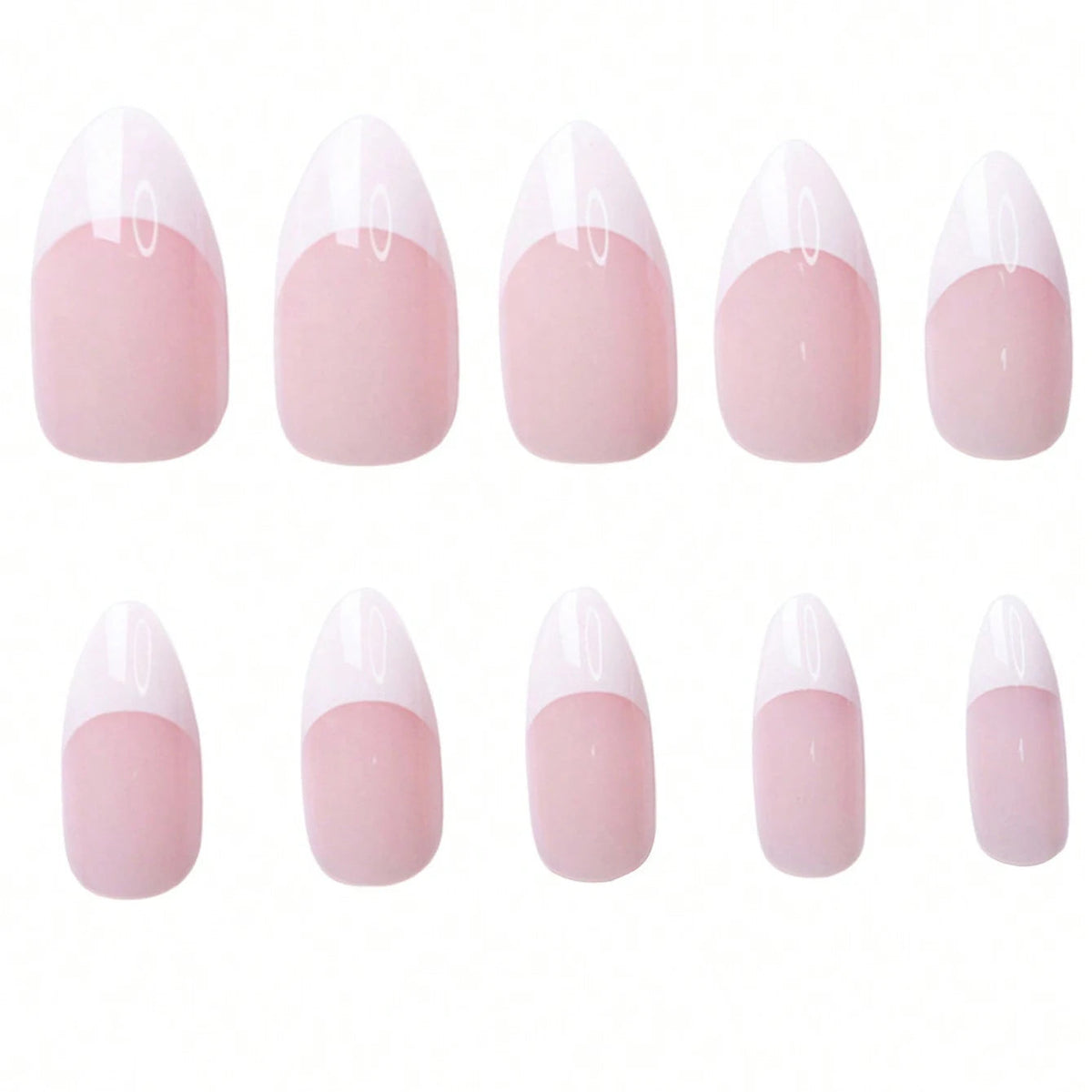 360Pcs/box Glossy Soft Gel Pink French Nail Tips Medium Almond White Simple Press On Nails 10Grids Huge Capacity False Nails*& Good Vibrations