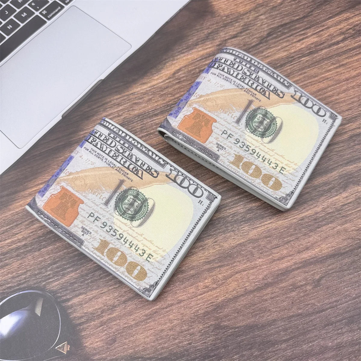 Men's Wallets with 100 US Dollar Pattern Male Leather Wallet with Card Holder Coin Pocket Purse Cartera Hombre Good Vibrations