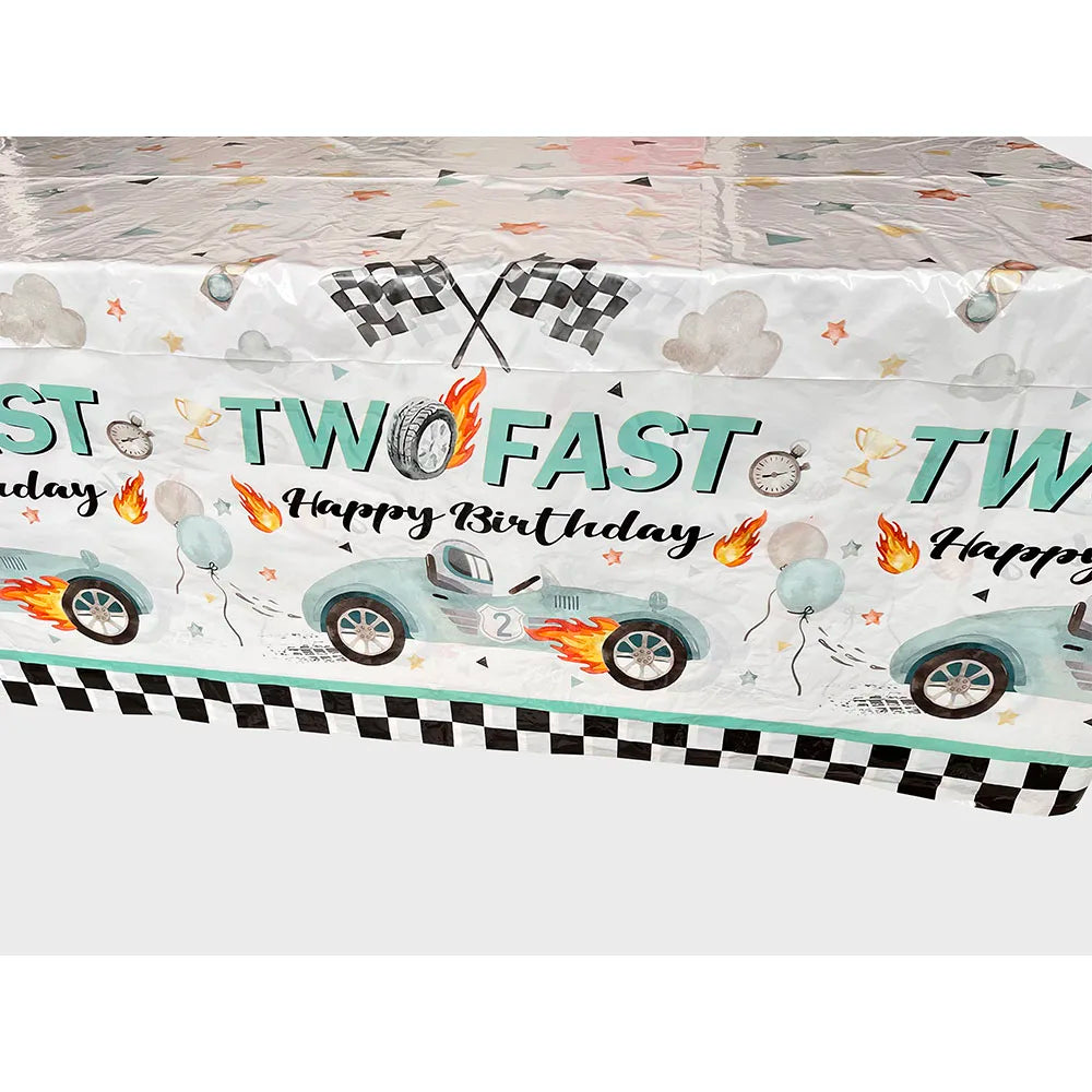 Two Fast Theme Disposable Tablecloth Racing Car Birthday Party Supplies Kids 2nd Birthday Party Decorations Good Vibrations