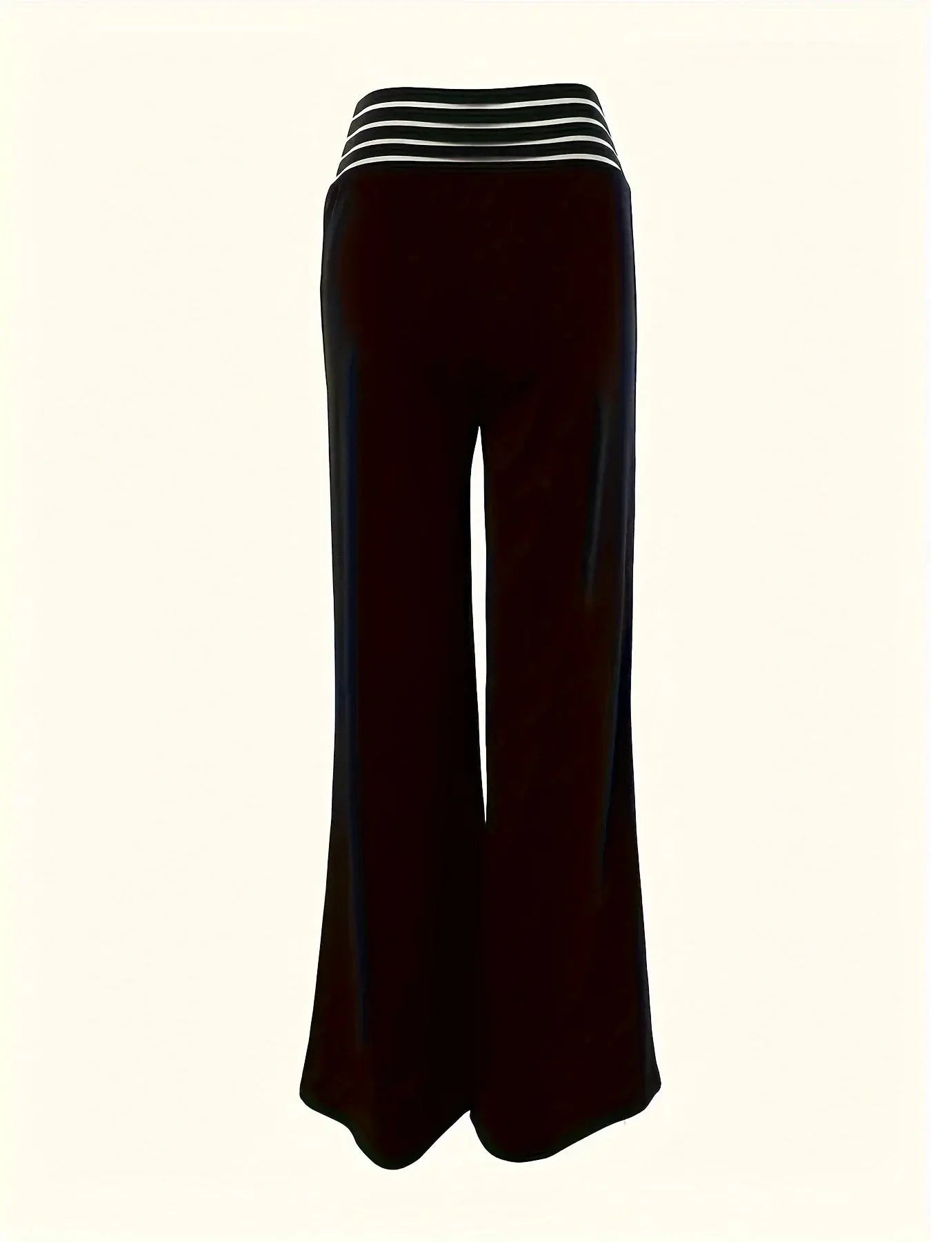 Plus Size Solid Mesh V Waist High Rise Straight Leg Trousers Good Vibrations