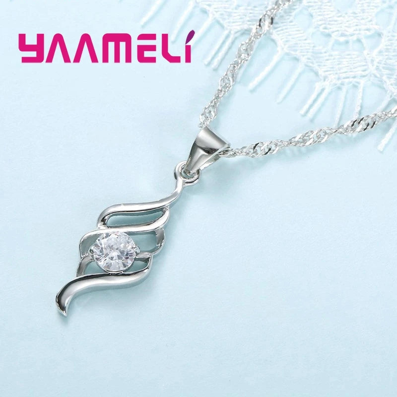 Jewelry Sets For Women Charms 925 Sterling Silver Color Pendant Necklace Hoop Earring Fashion Classic Collares Wedding Gift Good Vibrations Adult Super Store