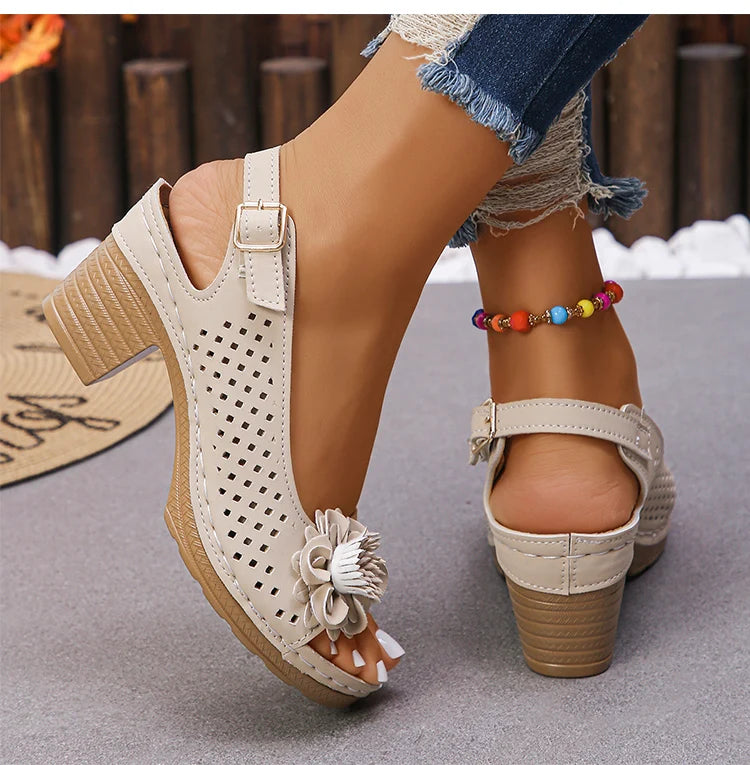 Women's Sandals Sweet Heels Sandals Summer Woman Shoes Fashion Heeled Sandalias Mujer Elegant Shoes Summer Footwear Women 2025 Good Vibrations