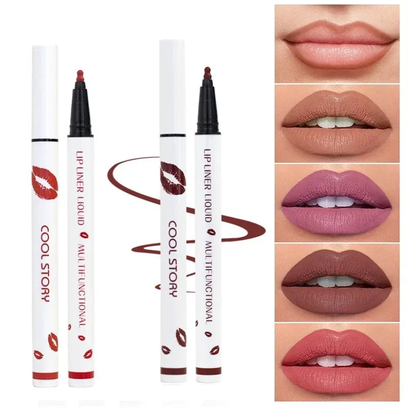 Matte Soft Lip Liner Liquid Lipliner Pencil Long Lasting Lips Cosmetic Tool Stick Quick Drying Smudge Proof Natural Lipstick Pen Good Vibrations