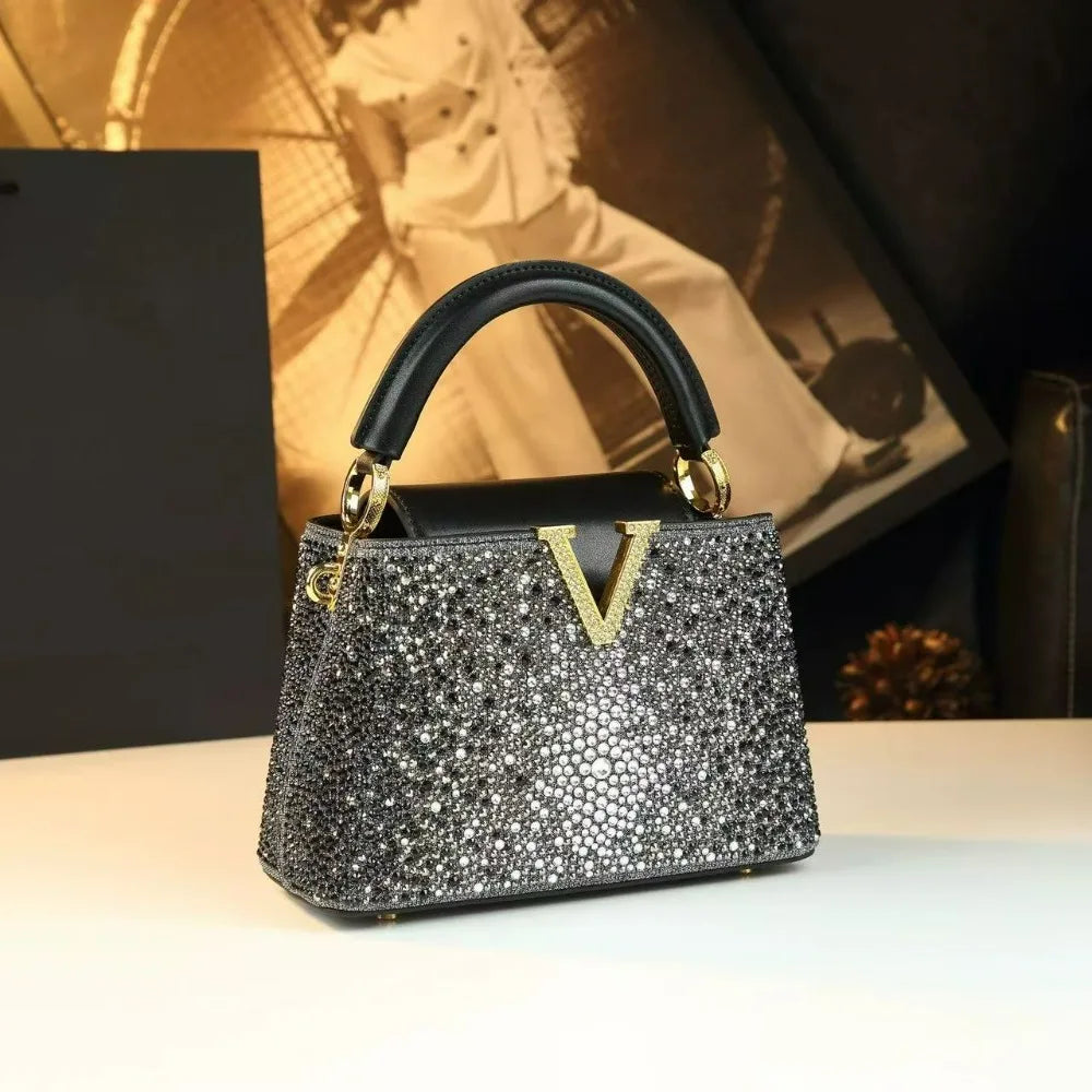 A High-end Rhinestone Handbags for Women, a New Stylish Bucket Crossbody Small Bags for Autumn and Winter 2025 Bolsa mujer сумка Good Vibrations