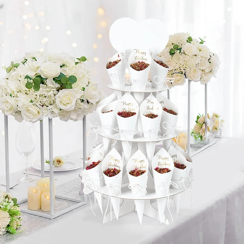 Kraft Paper Wedding Tray Confetti Cone Stand Box Tray Rustic Wedding Decoration Wedding Confetti Cones Wedding Cones  Set supply Good Vibrations