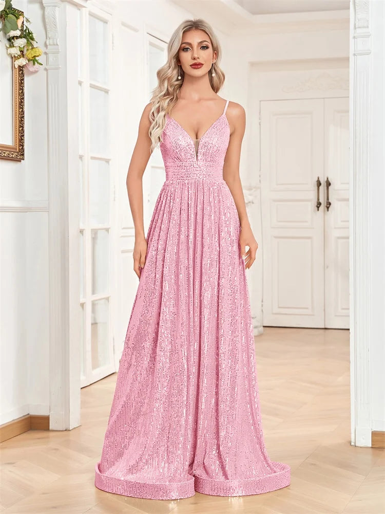 Elegant Sexy Backless Sequins Evening Dress Long 2025 Mermaid Formal Gown Women Wedding Party Dresses Caicktail Graduation Prom Good Vibrations