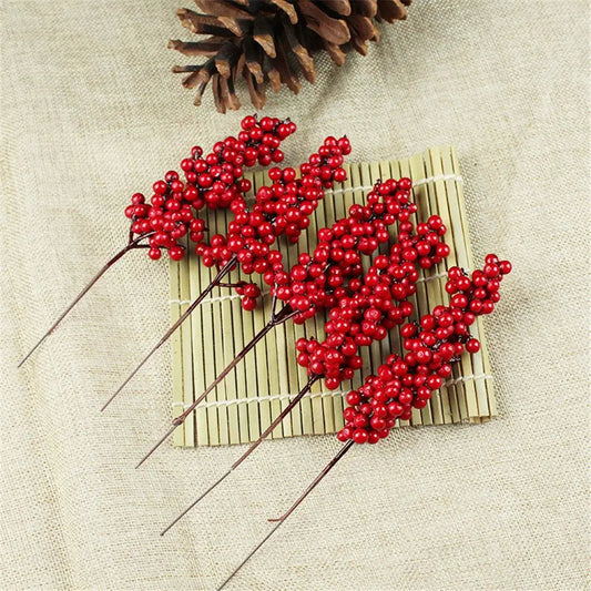 Party Decor Home Wedding Red Berry Bouquet Artificial Pine Cone Flower Branch Bubble Good Vibrations
