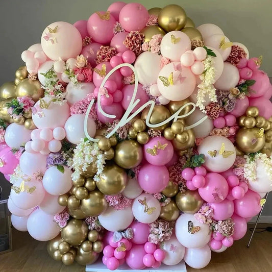 Blue White Metallic Balloons Garland Kit Gold Confetti Balloon Arch for Baby Shower Birthday Graduation Wedding Party Decoration Good Vibrations