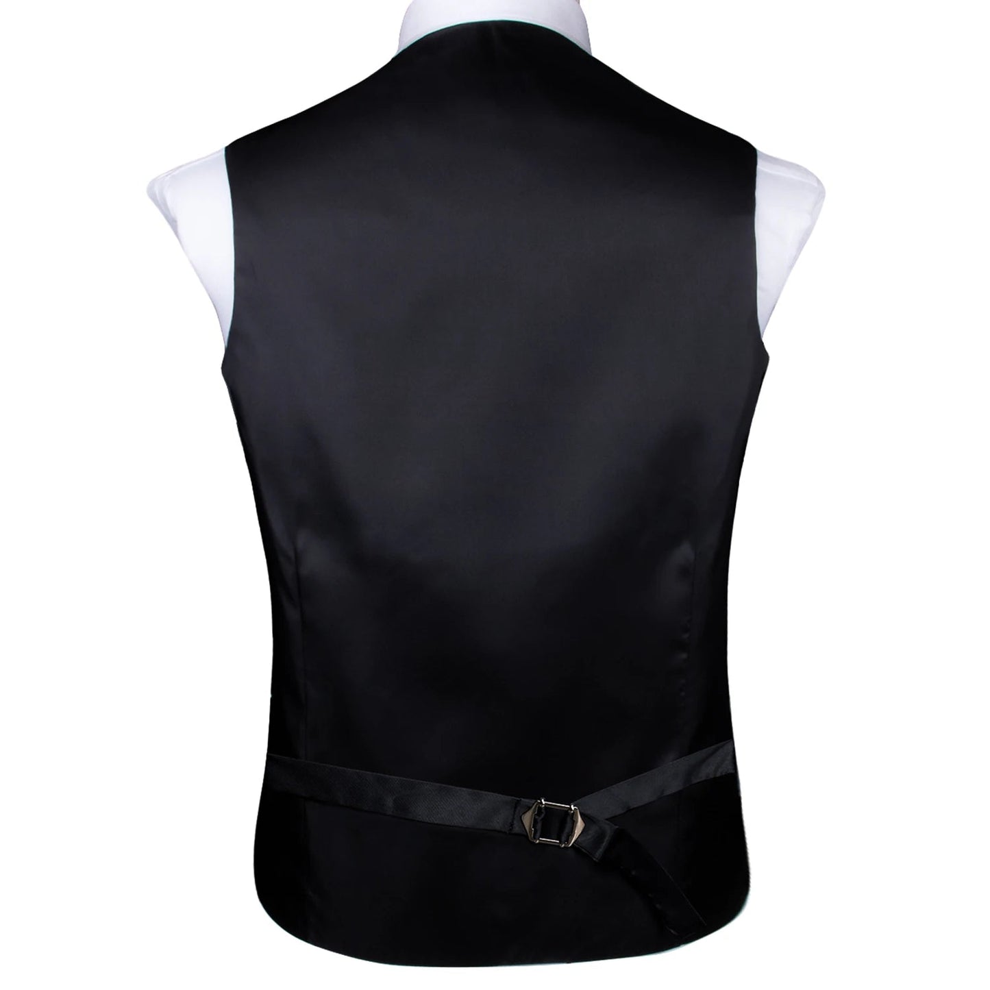 Hi-Tie Black Men Silk Vest Paisley Jacquard Necktie Hankerchief Cufflinks Sets Male Sleeveless V-Neck Waistcoat Business Formal Good Vibrations