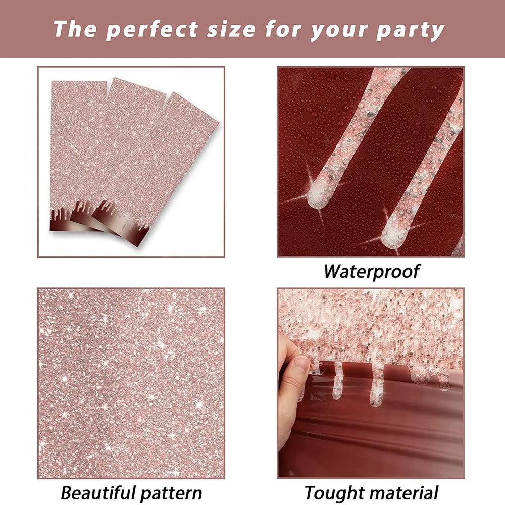 Pink Rose Gold Wedding Party Supplies Tablecloth for Kid Disposable Table Cover Favor Cartoon Story Birthday Festival Decoration Good Vibrations