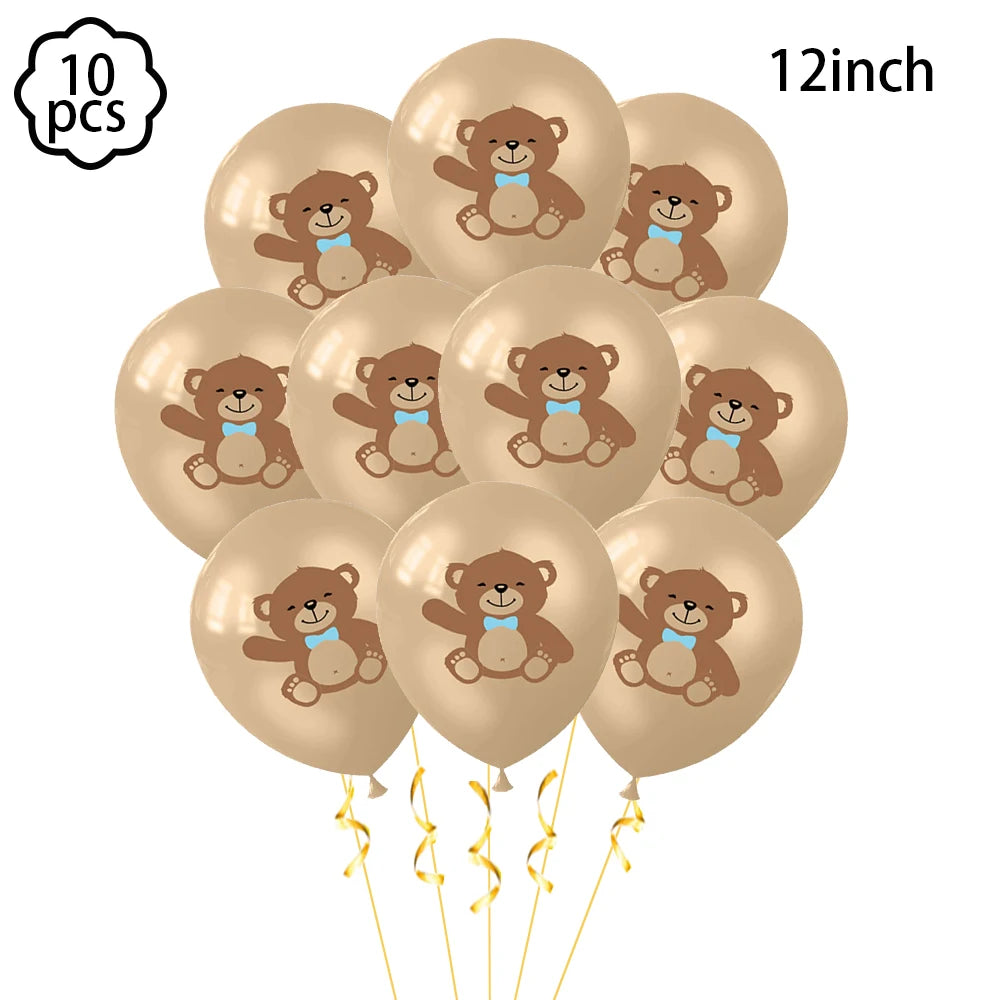 Baby shower Teddy Bear Birthday Party Plates Cup Tableware Kids 1st Birthday Party Decor Teddy Bear Balloon Birthday Party decor