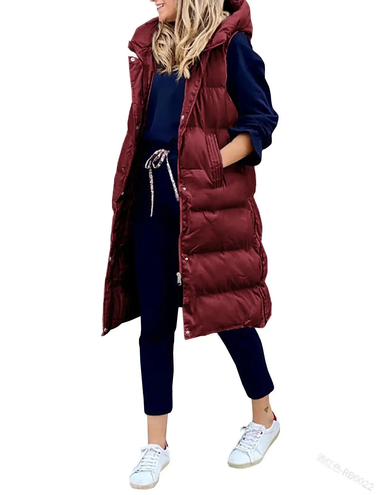 Women Autumn Winter Hooded Vest Coats Outwear Jacket Single-breasted Sleeveless Warm Solid Color Coats Parka Good Vibrations