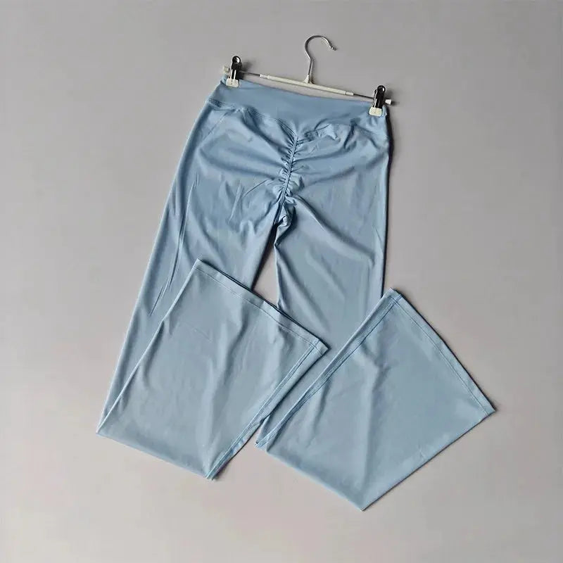 High Waist Crossover Flare Yoga Leggings for Women V Cross Tummy Control Wide Leg Bell Bottoms Fitness Pants Gym Leggings Good Vibrations