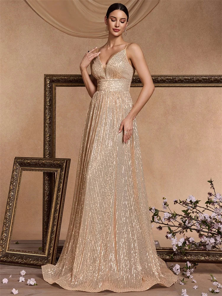 Elegant Sexy Backless Sequins Evening Dress Long 2025 Mermaid Formal Gown Women Wedding Party Dresses Caicktail Graduation Prom Good Vibrations