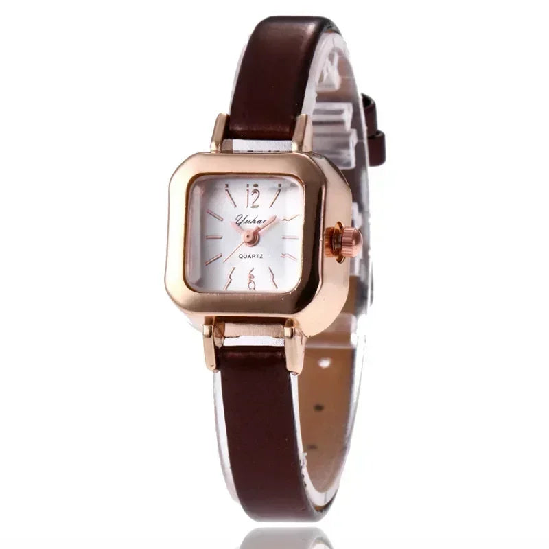 Fashion Women Watch Small Square Dial Thin Leather Strap Ladies Wristwatch Elegant Female Watches Casual Relogios Feminino Reloj Good Vibrations
