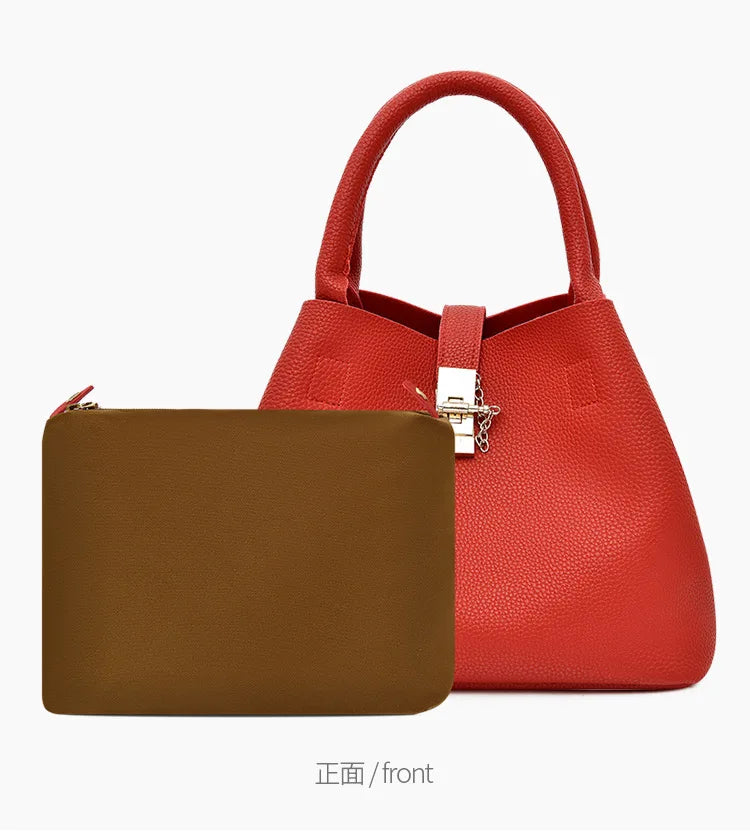 Woman shoulder bag Large capacity Handbag for Women Crossbody bag Lychee pattern PU Portable bucket bag ladies messenger bags Good Vibrations