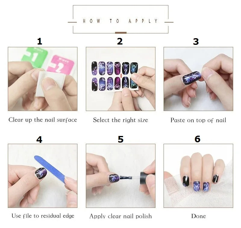 6 Sheets Vibrant Full Wrap Nail Polish Stickers Self-Adhesive Nail Decals for DIY Nail Art Manicure Designer Nail Art Stickers Good Vibrations