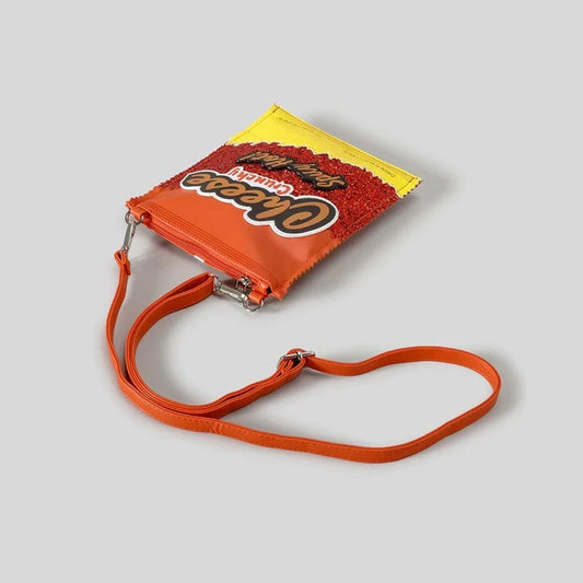 Unique Cheese Crunchy Bags Women Purses and Handbags Snacks Chips Ladies Crossbody Bag Girls Mini Clutch Bags Novelty Purses Good Vibrations