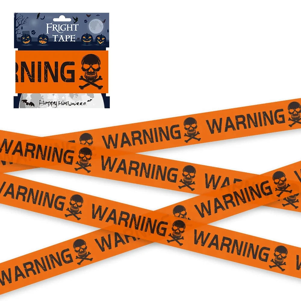 NEW 1PC Halloween Props Window Prop Warning line Plastic Skull Head Warning Tape Signs Halloween Decoration Witch Balloons lot Good Vibrations