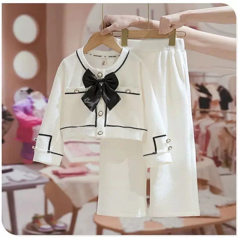 Girls Clothes Sets Spring Autumn Blouses Tops + Pants Outfits For Children Clothes Set Sweet Kids Clothing 4 6 9 T2Pcs Good Vibrations
