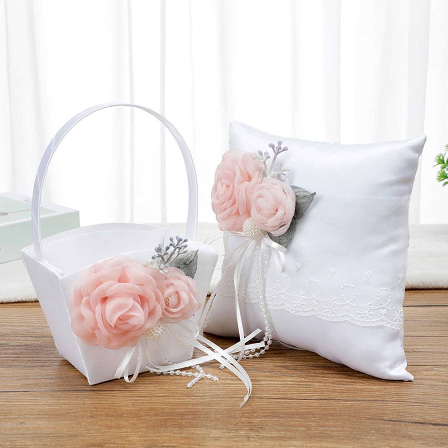 Portable Wedding Flower Basket Home Organizers Ring Pillow Flowerpot With Handle White Romantic Party Decoration Photo Prop Good Vibrations