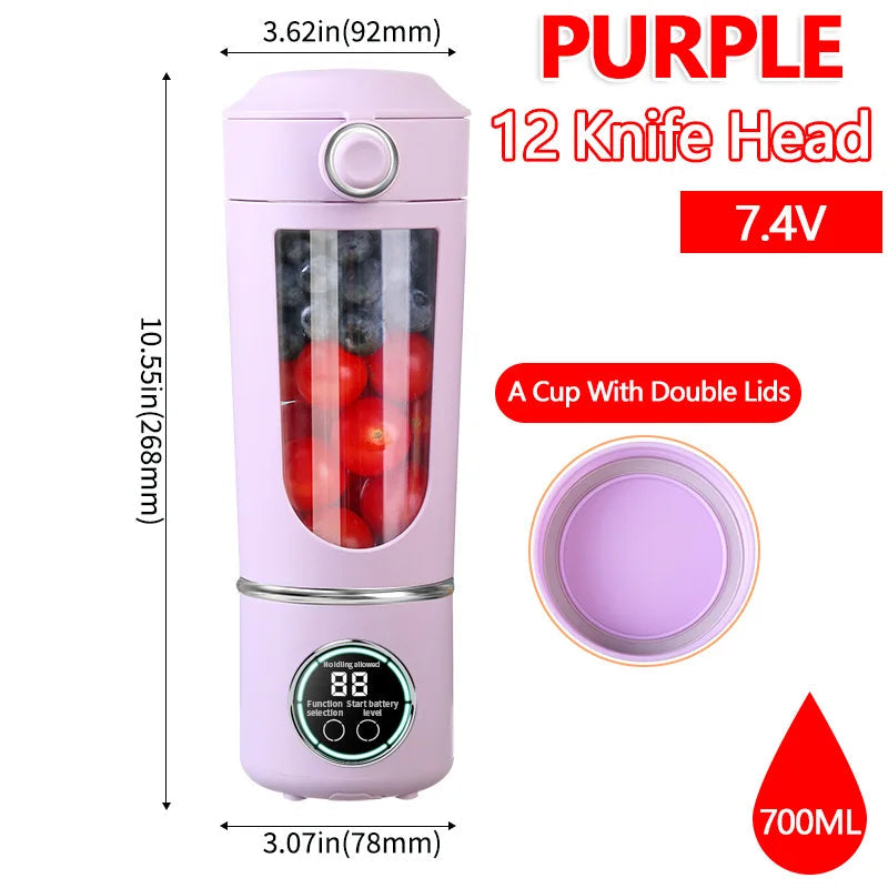 2025 New Portable Blender 700ML Juice Maker Smoothie Shaker 2 in 1 Bottle with Steel Blades for Home Gym Travel Use Good Vibrations