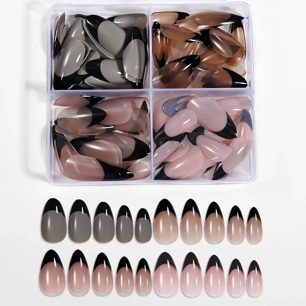 96Pcs Halloween Press on Nails Almond & Coffin Blood Red Nails with Skeleton Fake Nails Design Full Cover Artificial False Nails Good Vibrations